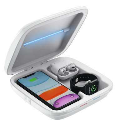 3 in 1 Wireless Charger 10W Qi Fast UV Sterilizer Box Wireless Charging Station for Watch Series 1/2/3/4